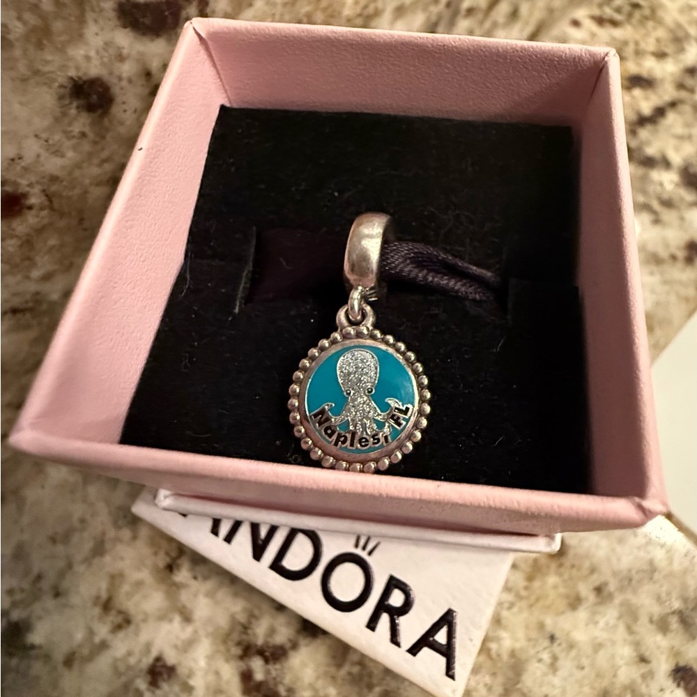 Pandora Florida Exclusive Naples Octopus Glitter Travel Destination Dangle Charm